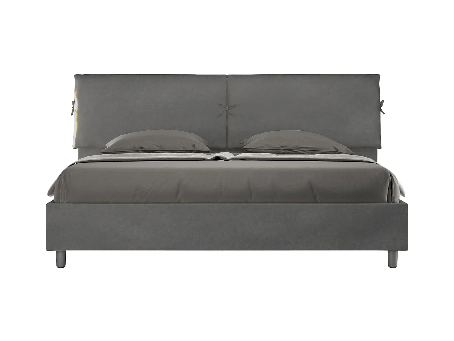 Lit king size avec sommier rembourré 180x210 microfibre gris Mados