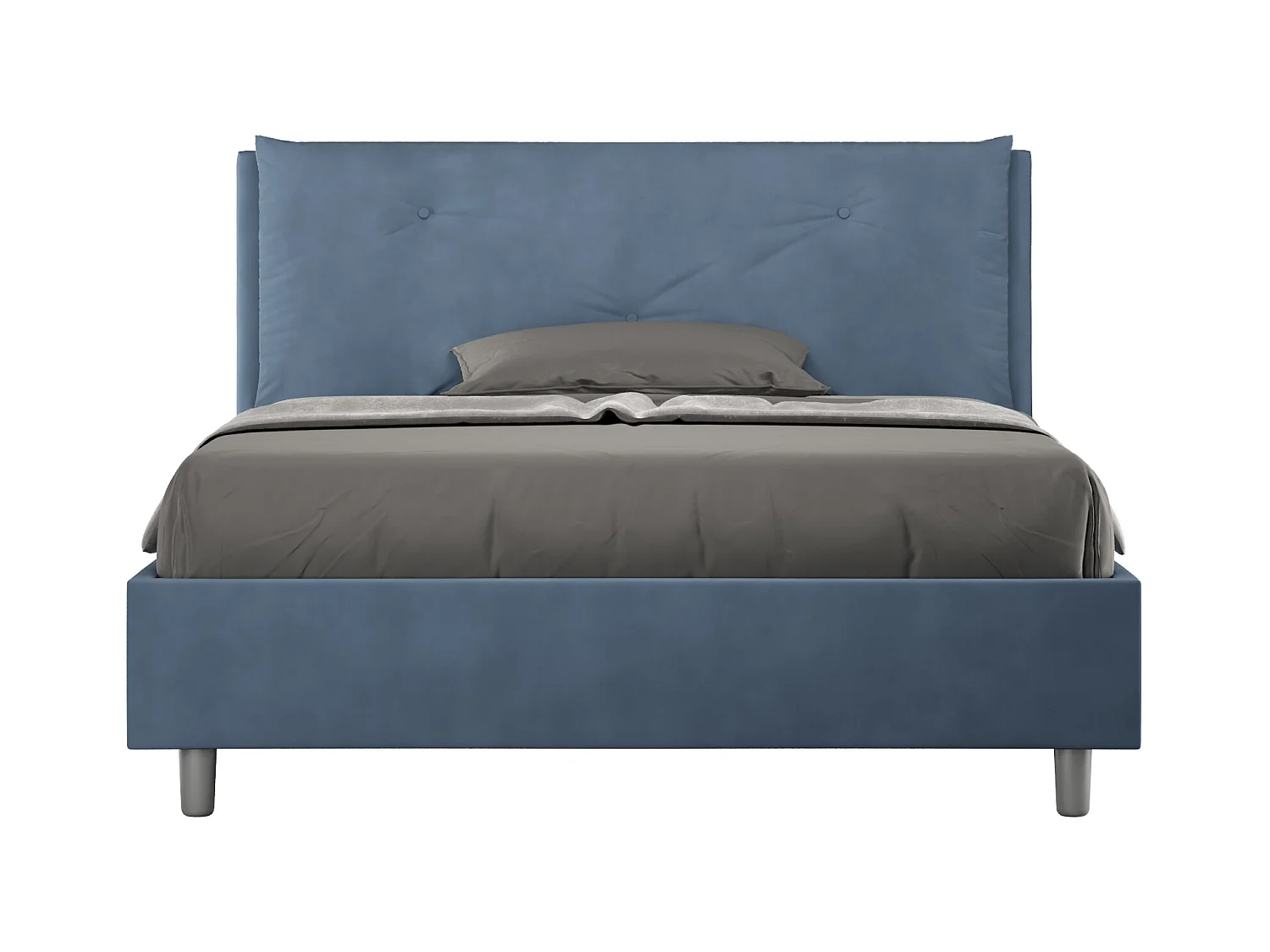 Lit double avec sommier rembourré 140x210 microfibre bleu Appia Large