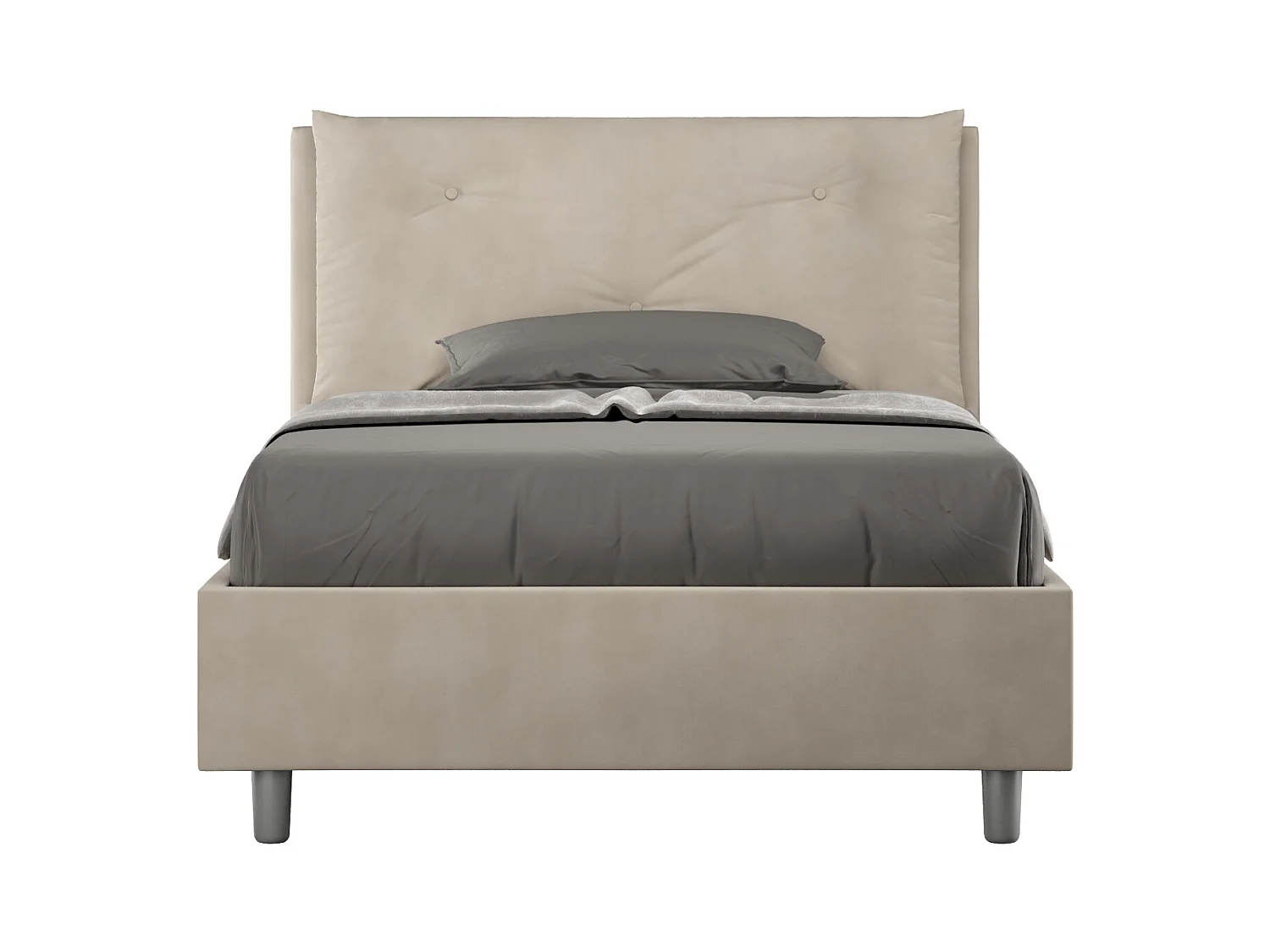 Lit 1 place et demi avec sommier rembourré 120x190 microfibre sable Appia Large