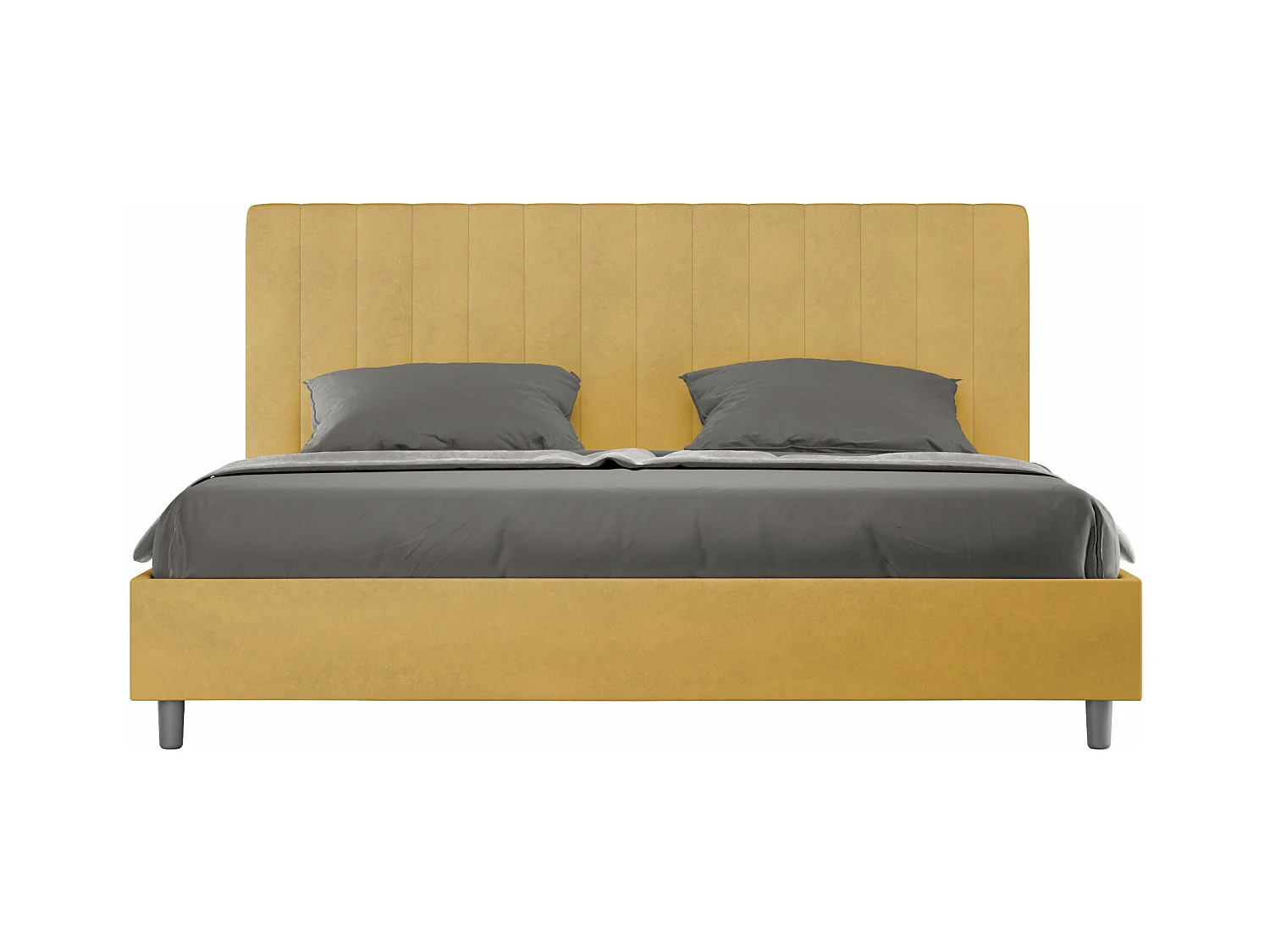 Lit king size sans sommier rembourré 180x200 microfibre ocre Agueda