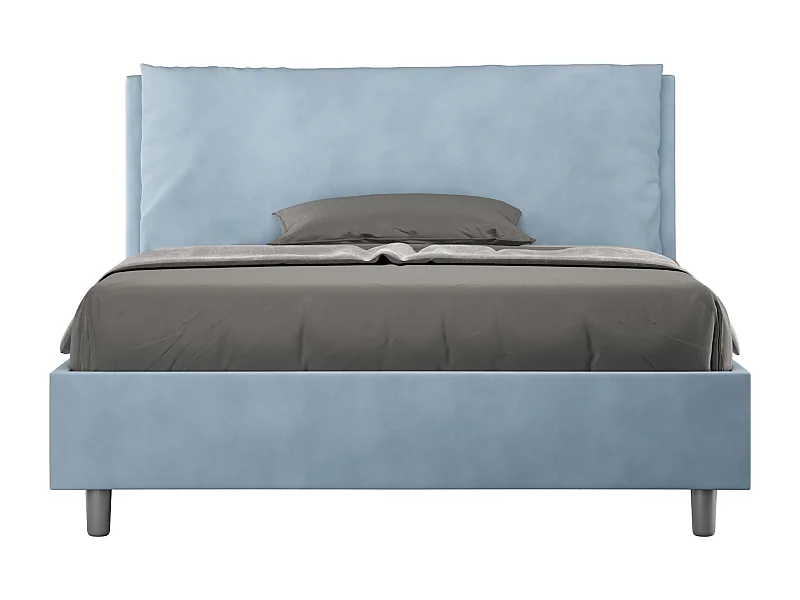 Cama doble sin somier acolchada 140x210 microfibra azul claro Antea Large