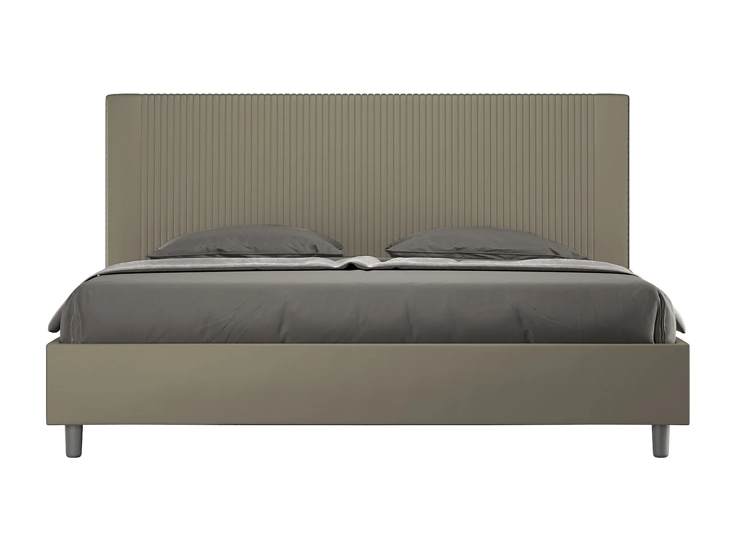 Cama matrimonial con somier acolchada 180x210 cuero sintético capuchino Goya