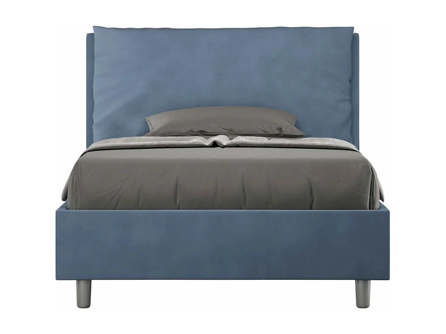 Cama de una plaza y medio sin somier acolchada 120x200 microfibra azul Antea Large