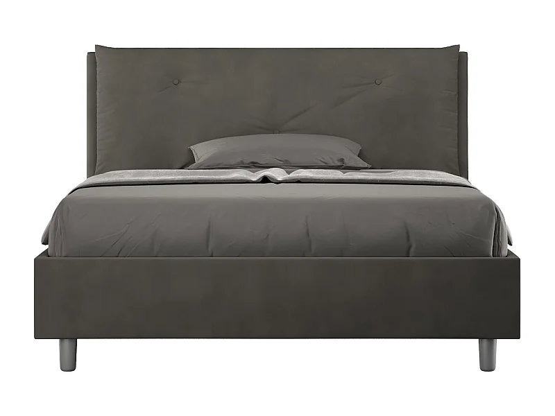 Cama doble con somier acolchada 140x190 microfibra gris Appia Large