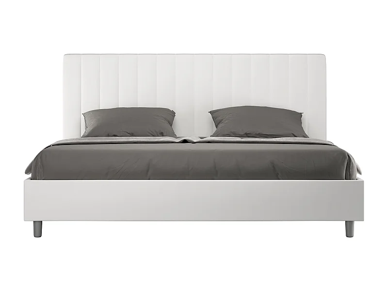 Gepolstertes Bett ohne Lattenrost 200x210 mit Kunstlederbezug Weiß Agueda