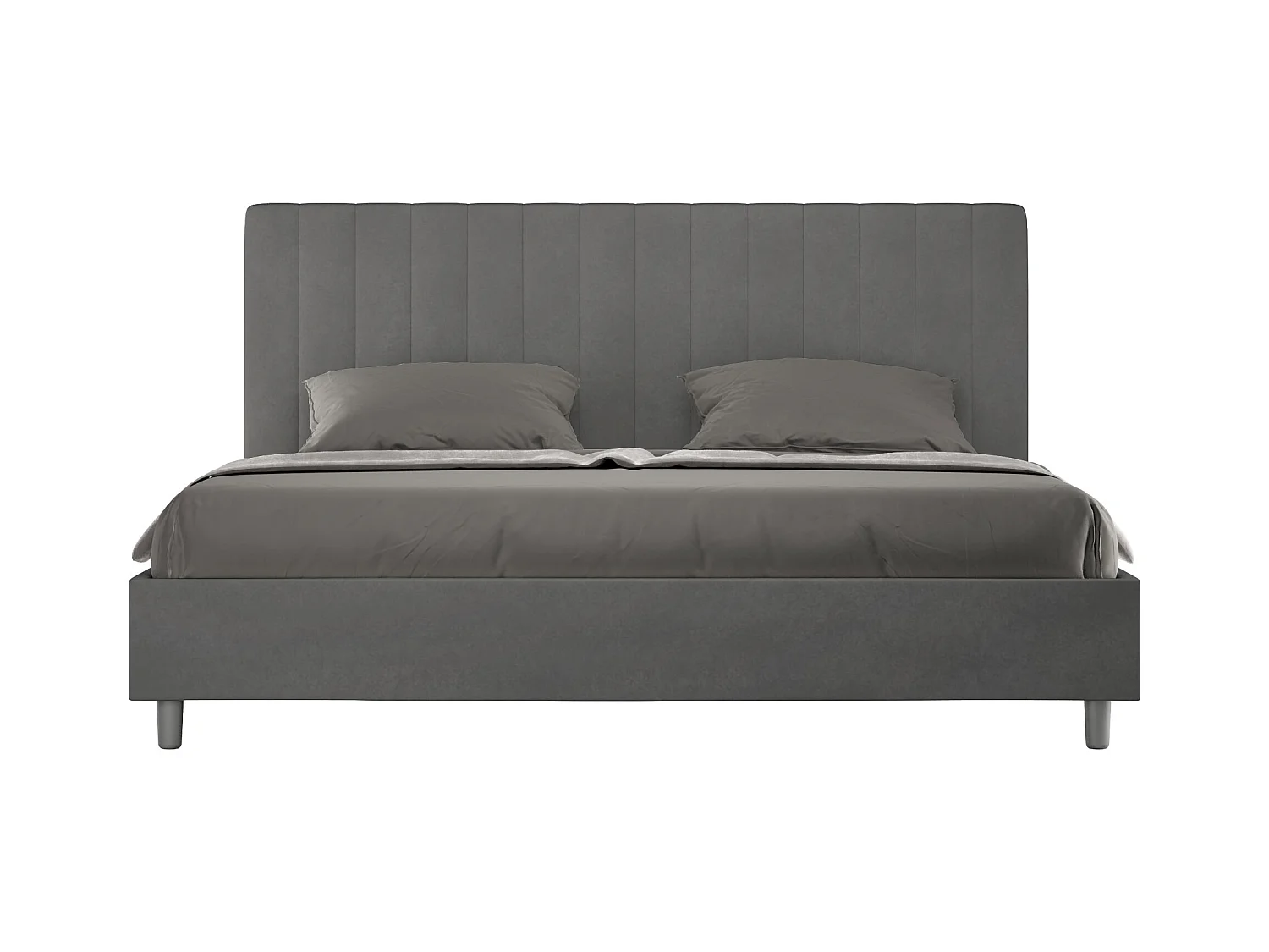 Lit king size sans sommier rembourré 200x200 microfibre gris Agueda