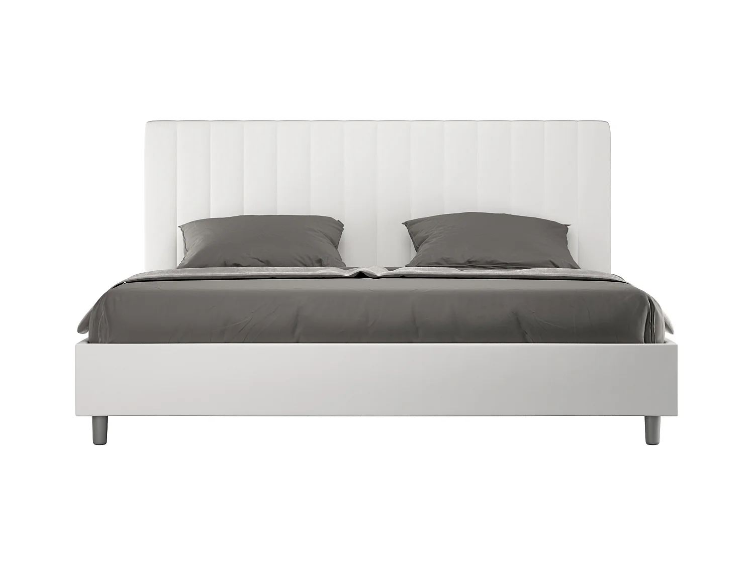 Lit king size avec sommier rembourré 180x200 similicuir blanc Agueda