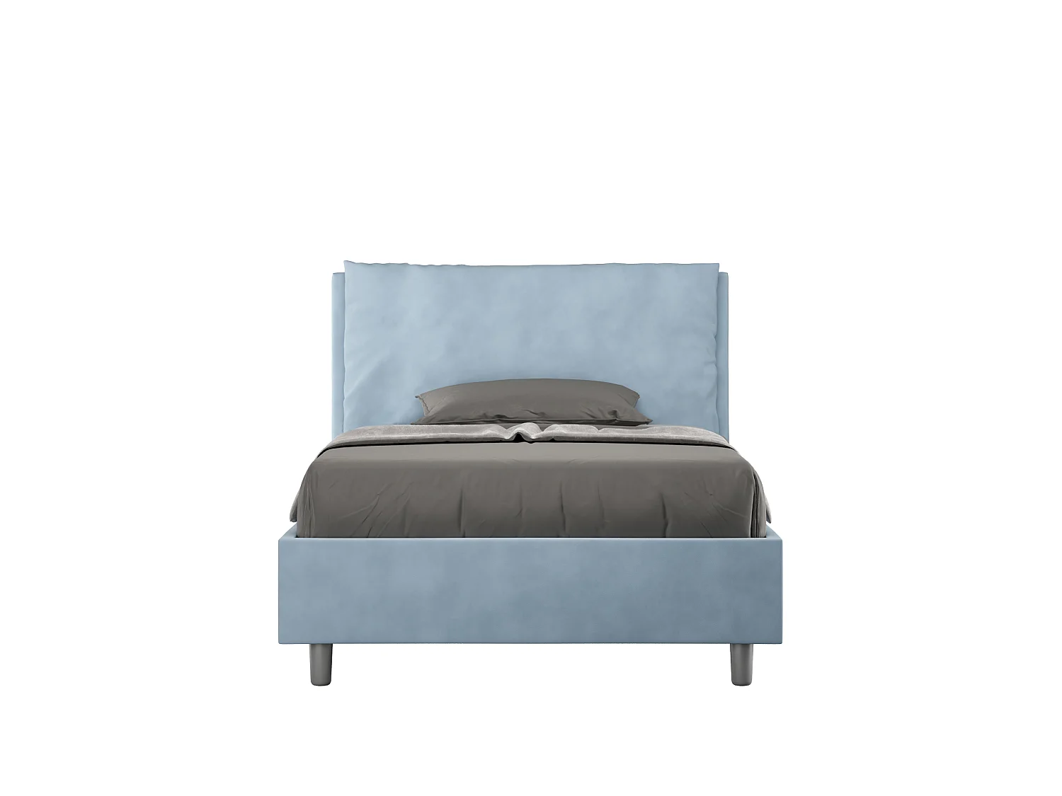 Cama de una plaza y medio  sin somier acolchada 120x210 microfibra azul claro Antea Large