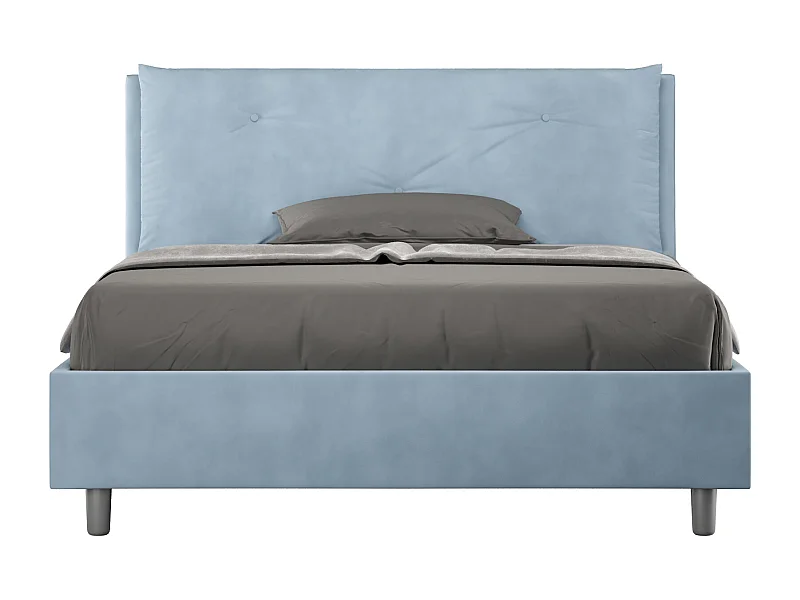 Gepolstertes Bett ohne Lattenrost 140x210 mit Mikrofaserbezug Himmelblau Appia Large