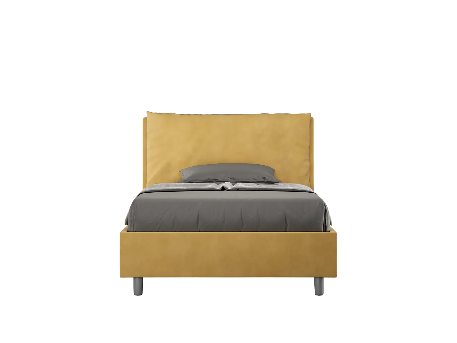 Cama de una plaza y medio con somier acolchada 120x200 microfibra ocre Antea Large