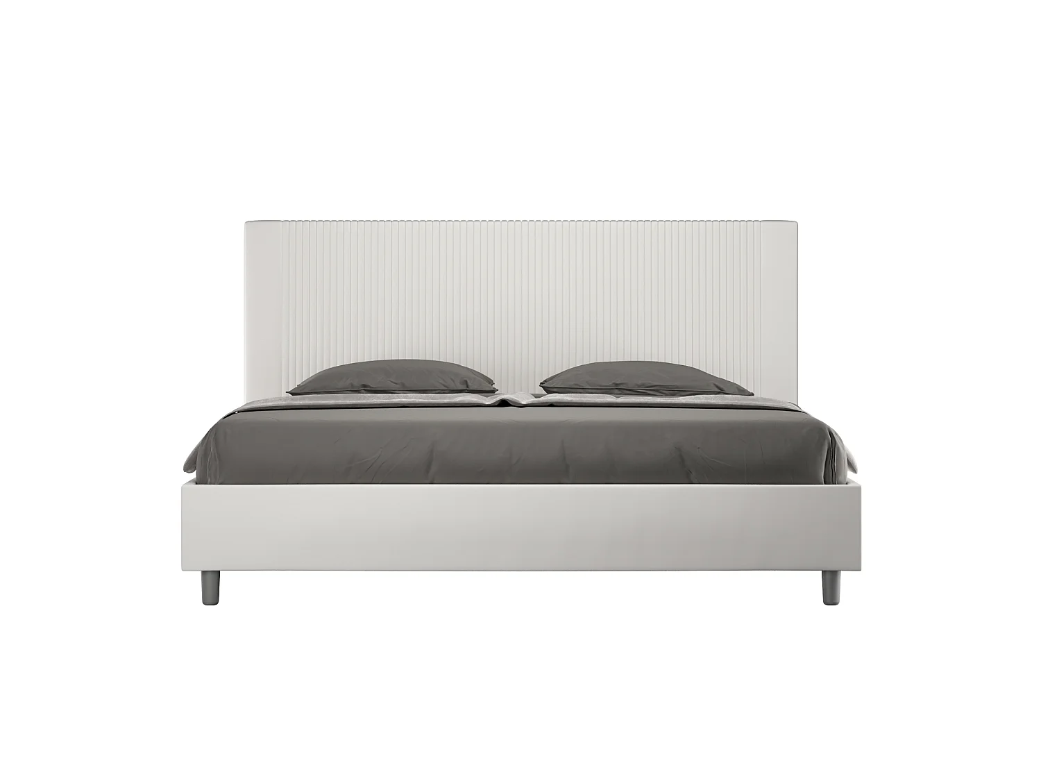 Letto matrimoniale king size con rete imbottito 200x200 similpelle bianco Goya
