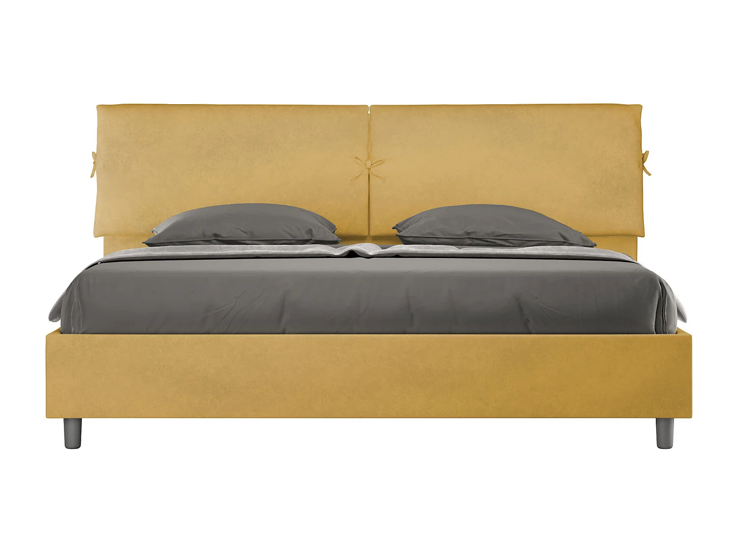 Lit king size sans sommier rembourré 200x200 microfibre ocre Mados