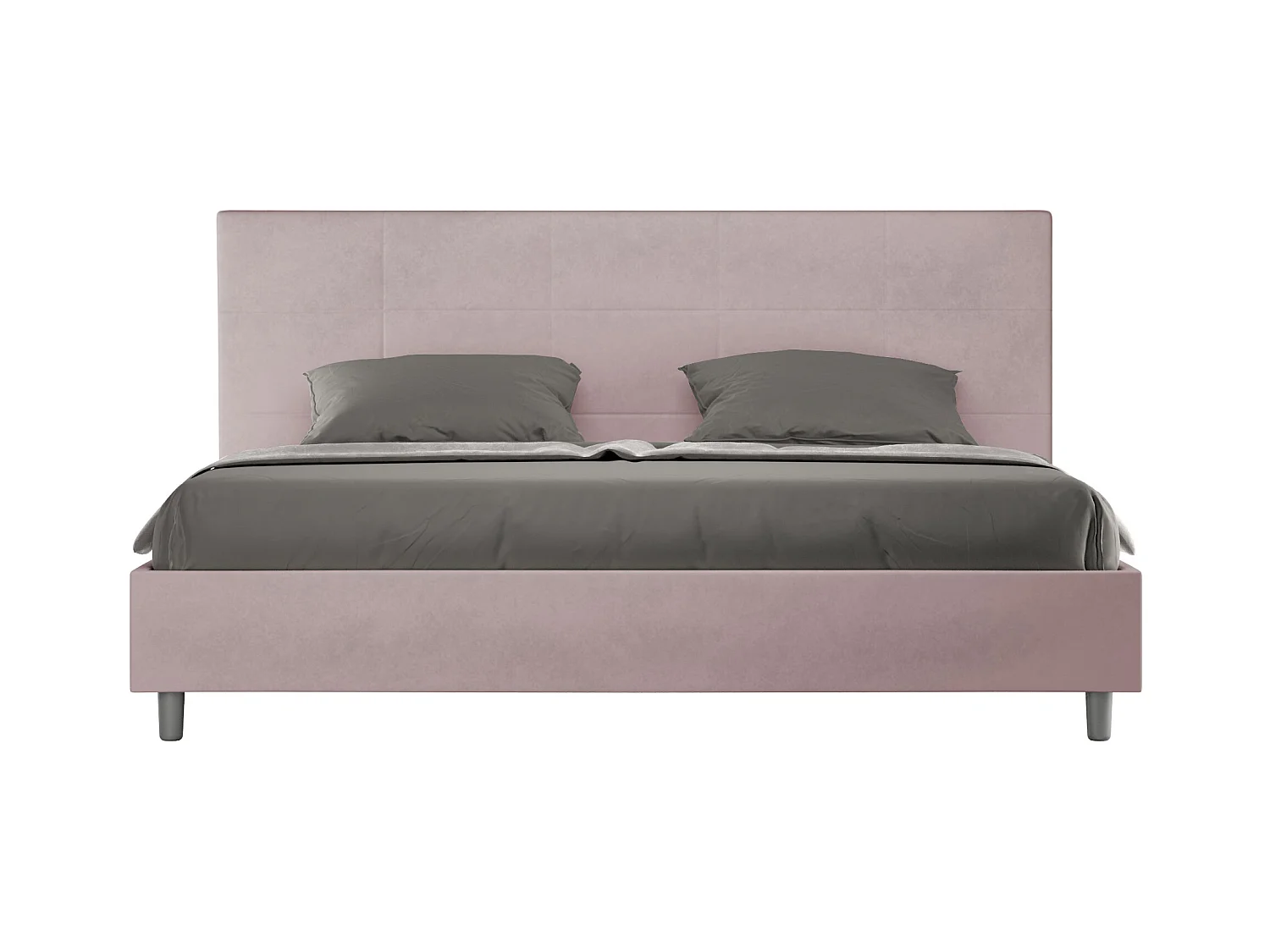 Lit king size avec sommier rembourré 180x210 microfibre lilas Mika