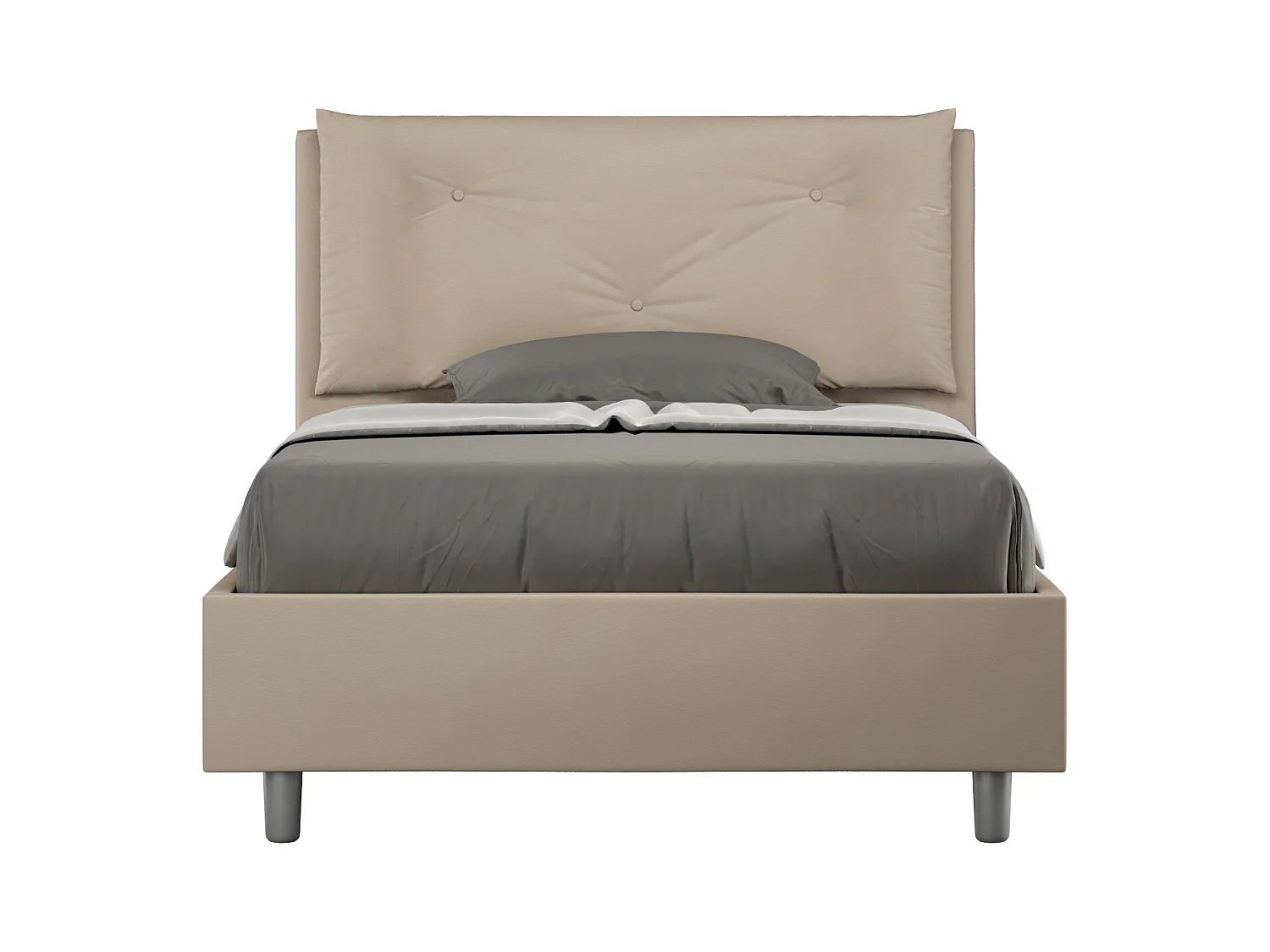 Lit 1 place et demi sans sommier rembourré 120x200 similicuir taupe Appia Large