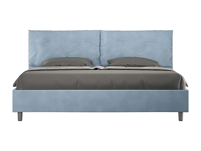 Letto matrimoniale king size con rete imbottito 200x210 microfibra azzurro Appia Large