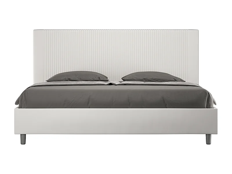 ityhome Letto matrimoniale king size con rete imbottito 180x200 similpelle bianco Goya