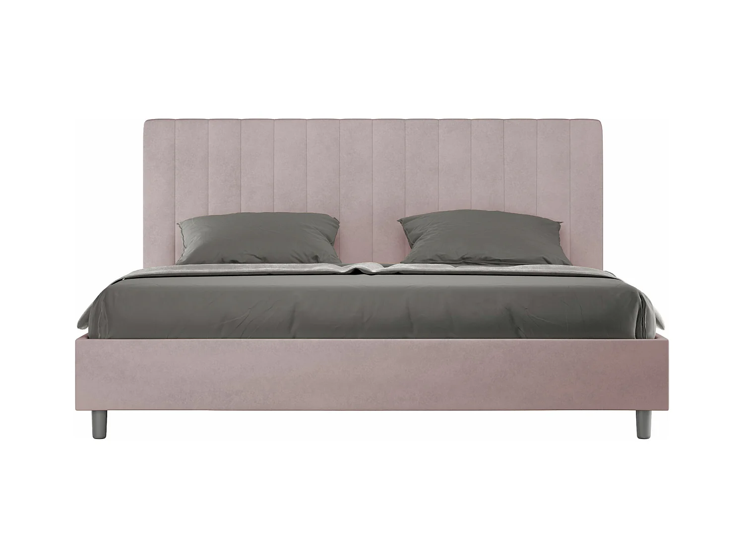 Lit king size sans sommier rembourré 200x200 microfibre lilas Agueda