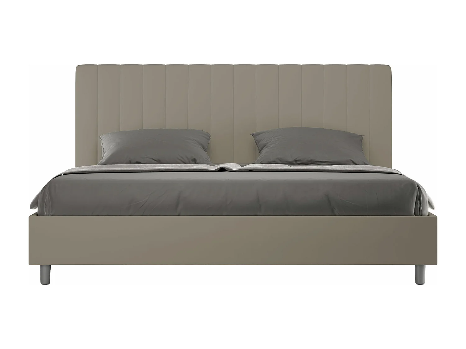 Cama matrimonial sin somier acolchada 200x200 cuero sintético capuchino Agueda