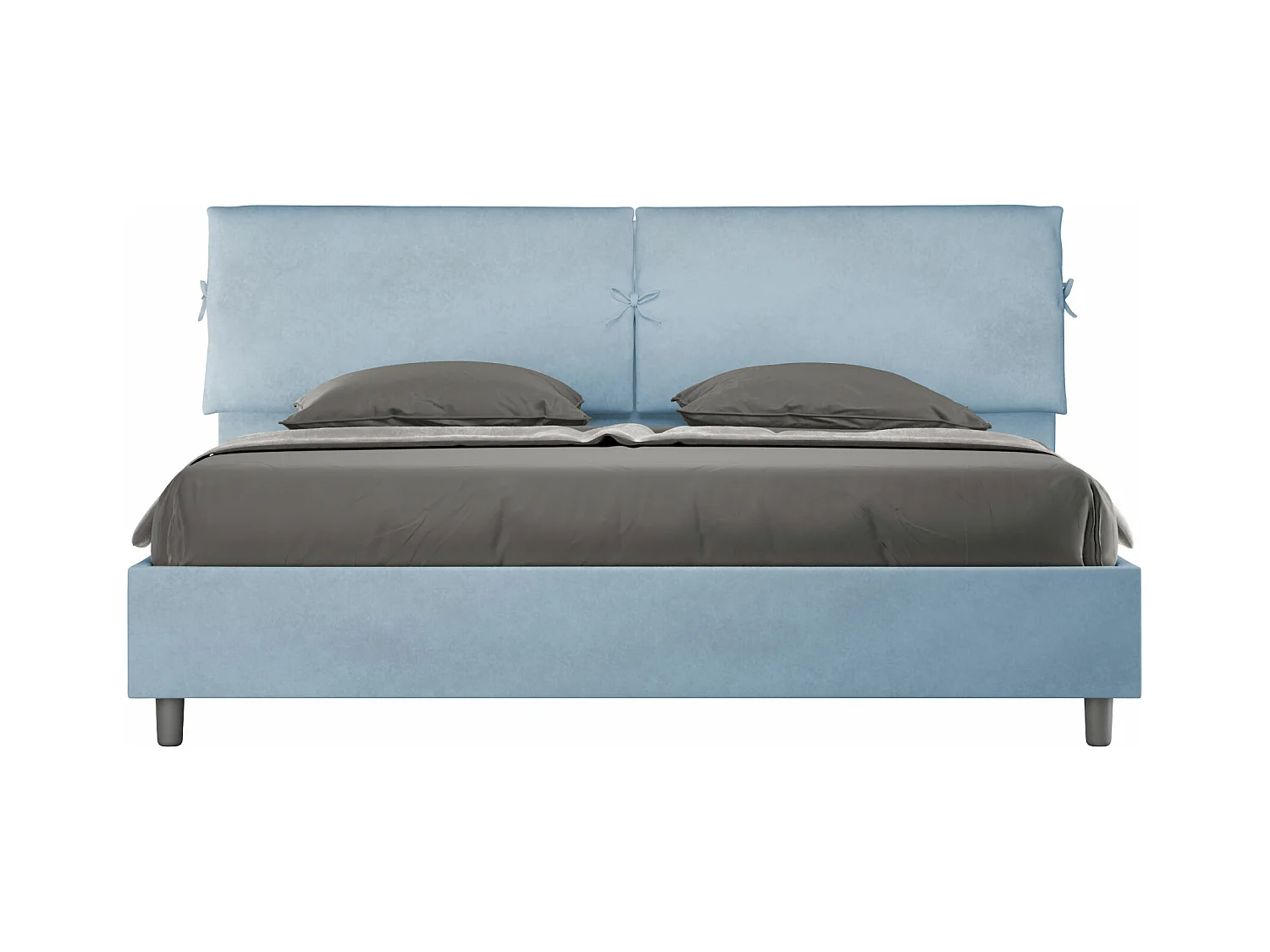 Lit king size avec sommier rembourré 180x200 microfibre bleu clair Mados