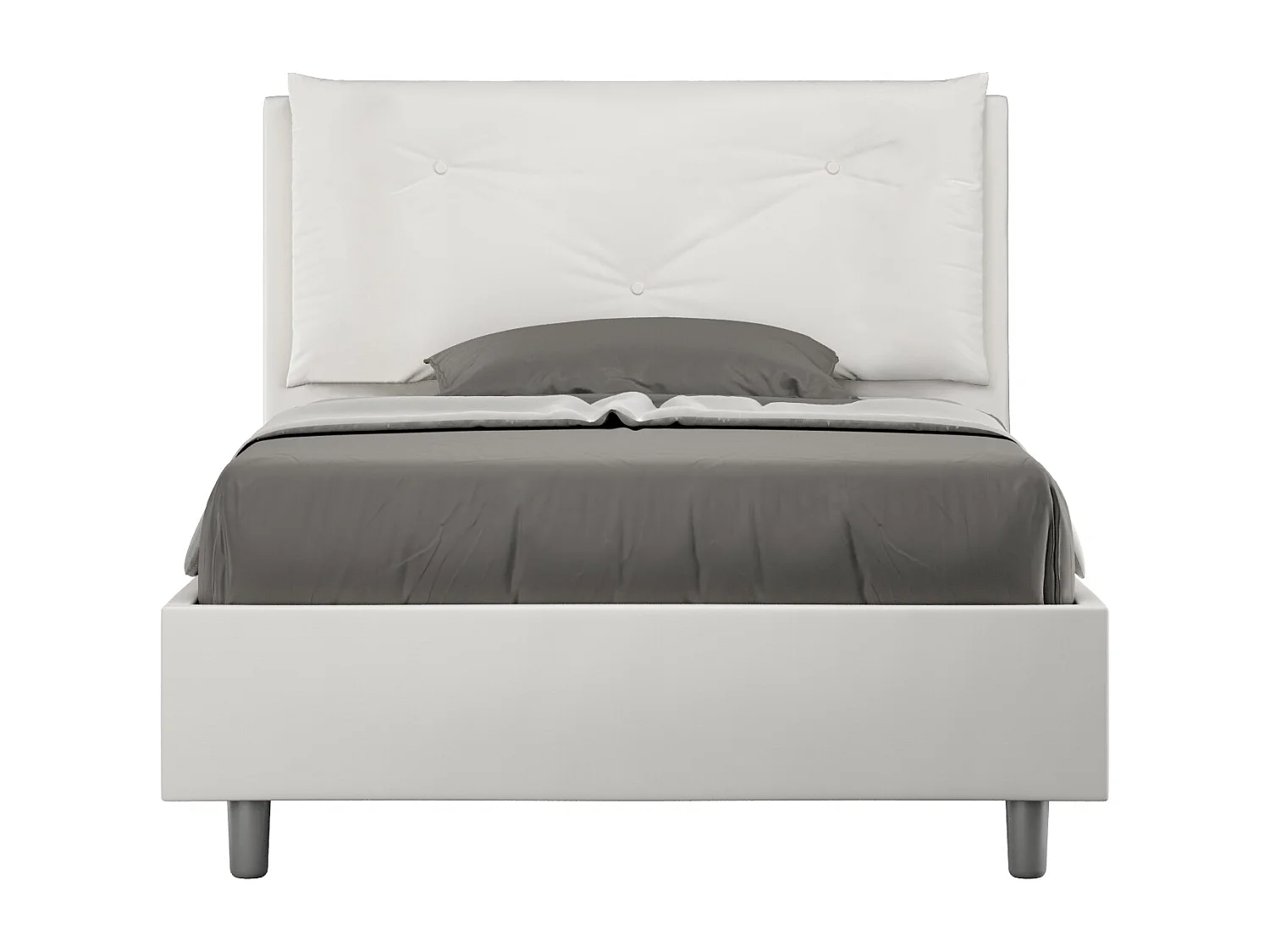 Gepolstertes Bett mit Lattenrost 120x200 mit Kunstlederbezug Weiß Appia Large