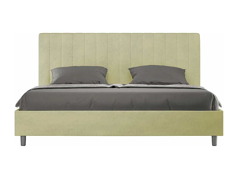 ityhome Letto matrimoniale king size senza rete imbottito 180x200 microfibra tè verde Agueda