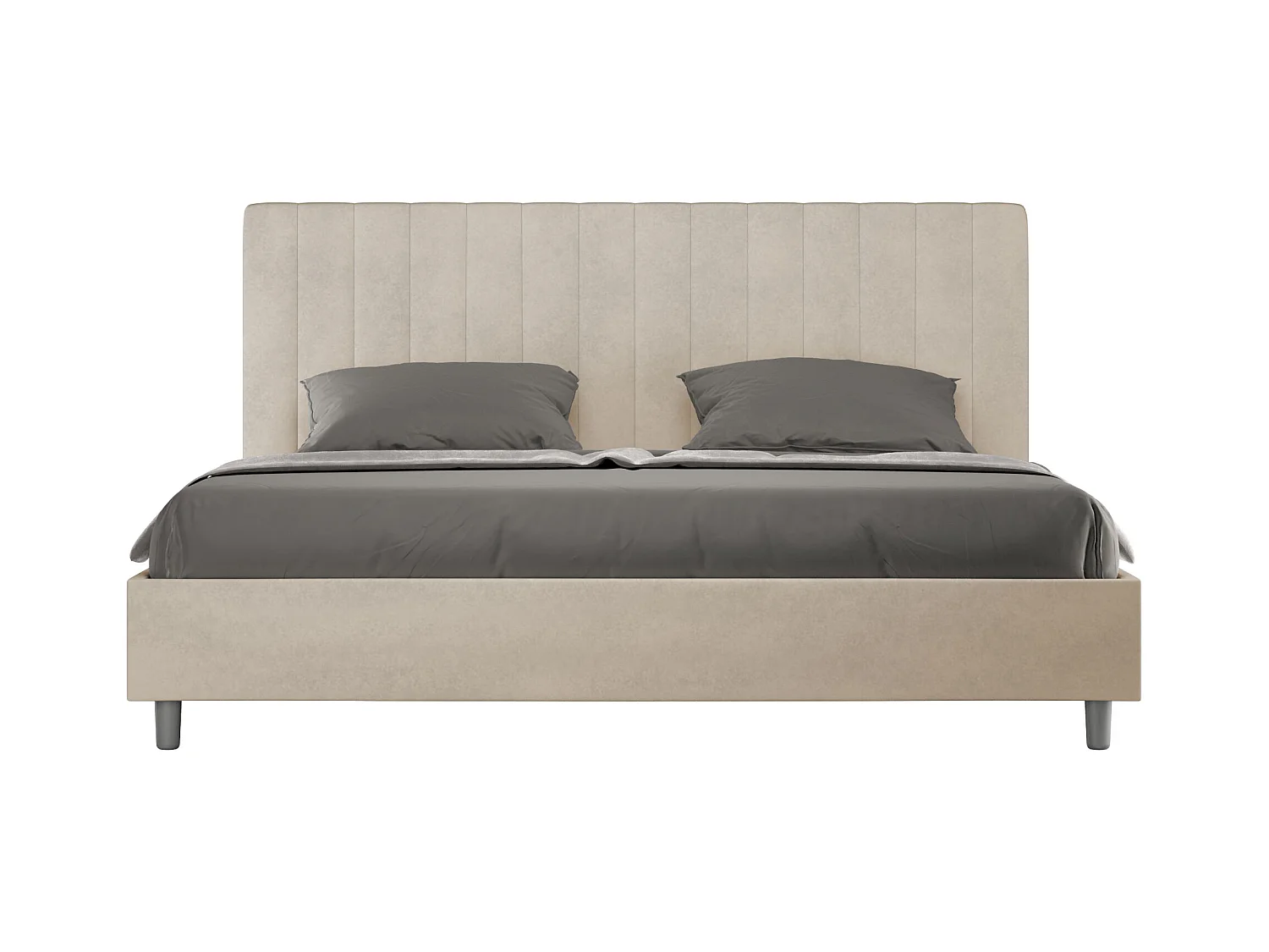 Lit king size sans sommier rembourré 200x200 microfibre sable Agueda