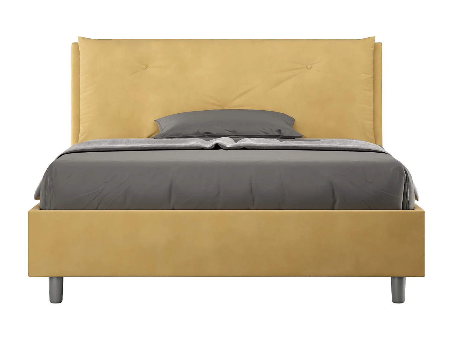 Lit double sans sommier rembourré 140x200 microfibre ocre Appia Large