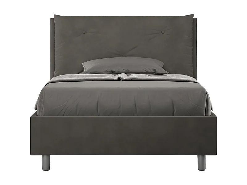 Letto una piazza e mezza con rete imbottito 120x190 microfibra grigio Appia Large