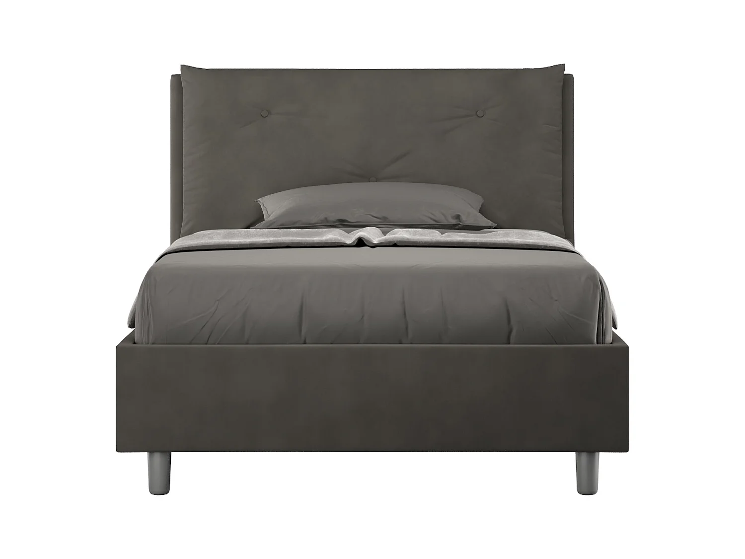 Lit 1 place et demi avec sommier rembourré 120x190 microfibre gris Appia Large