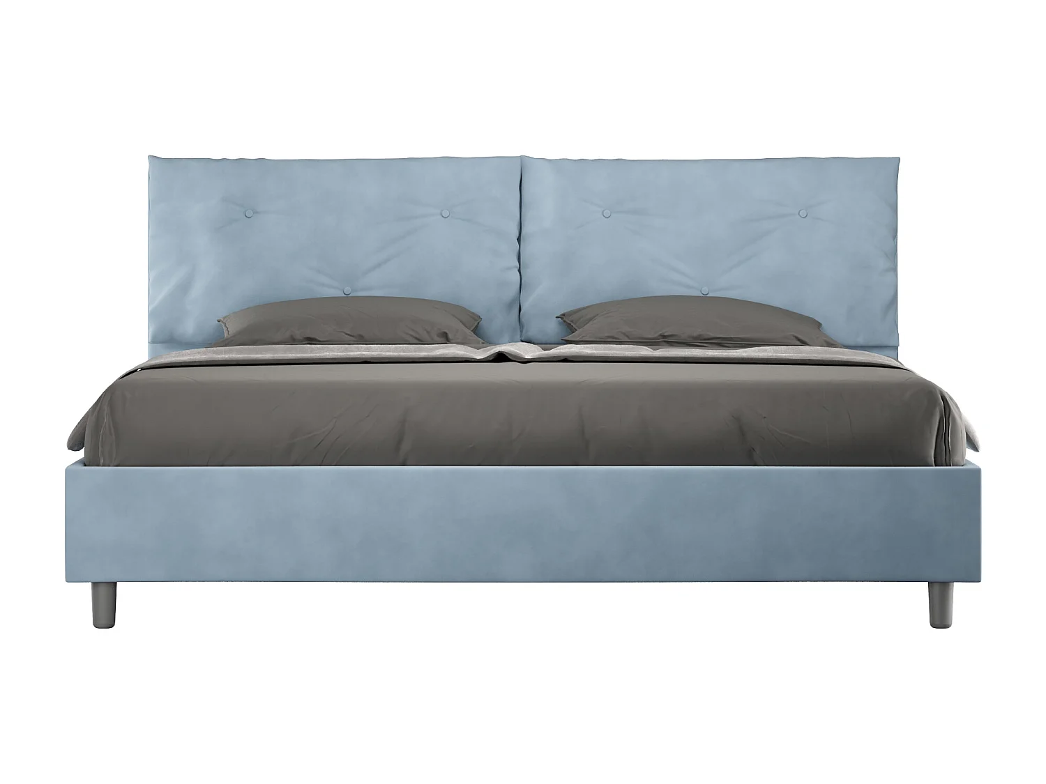 Lit king size avec sommier rembourré 200x200 microfibre bleu clair Appia Large