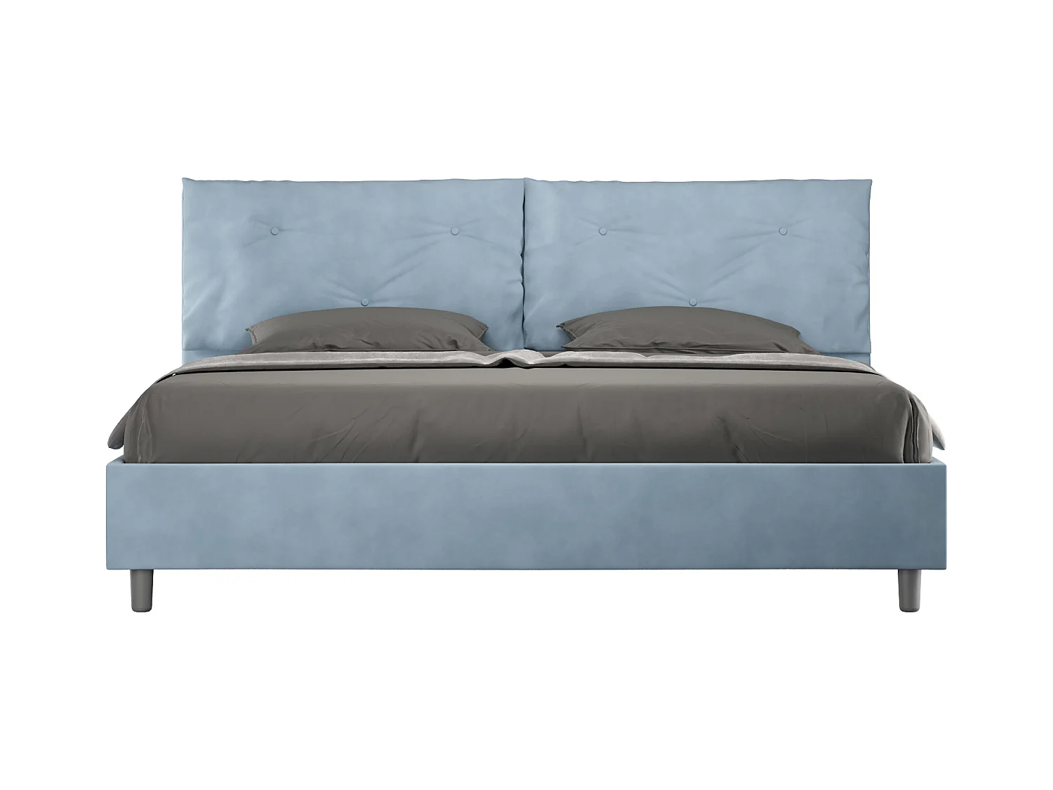 Lit king size avec sommier rembourré 200x200 microfibre bleu clair Appia Large