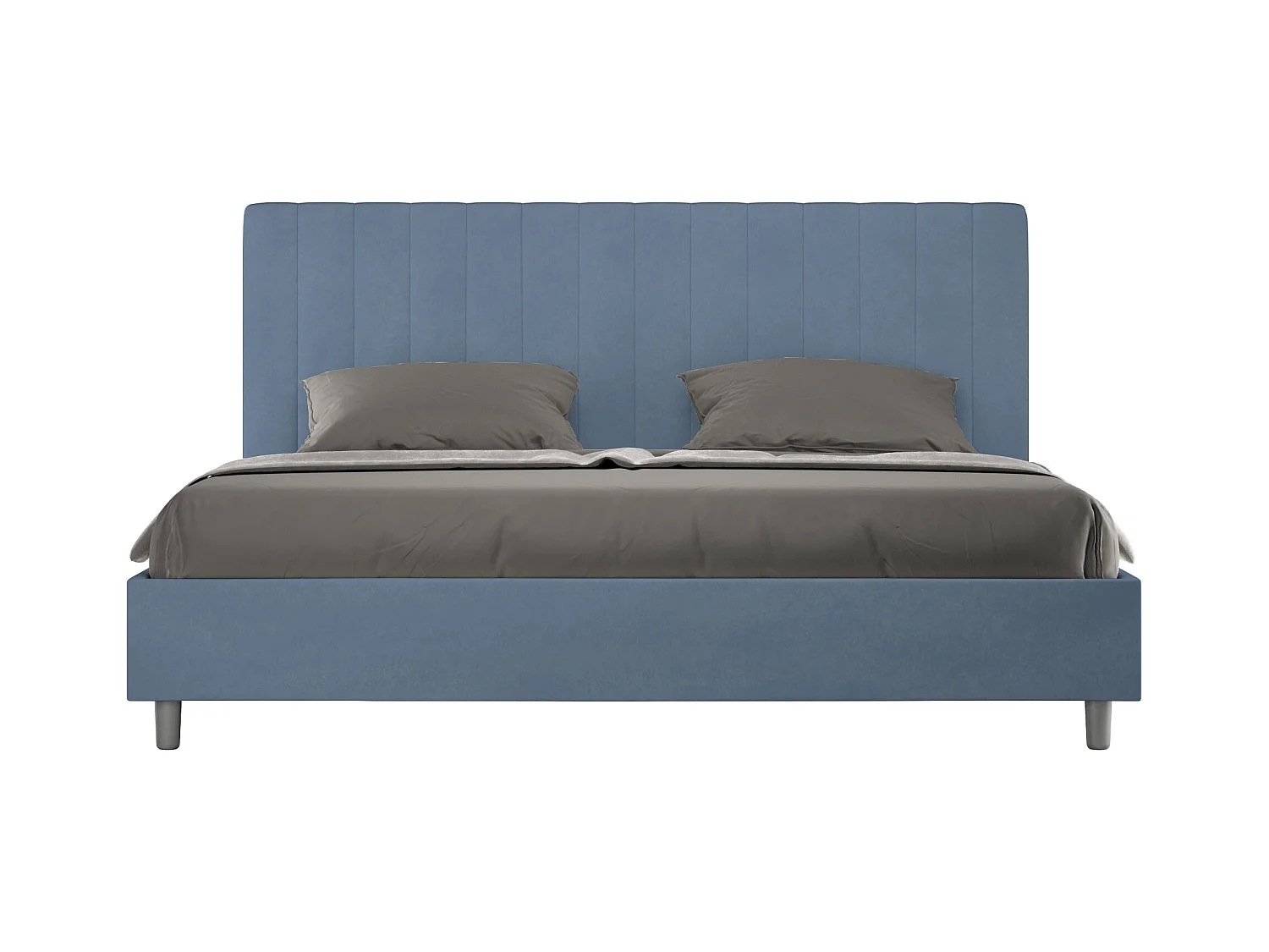 Lit king size avec sommier rembourré 180x210 microfibre bleu Agueda