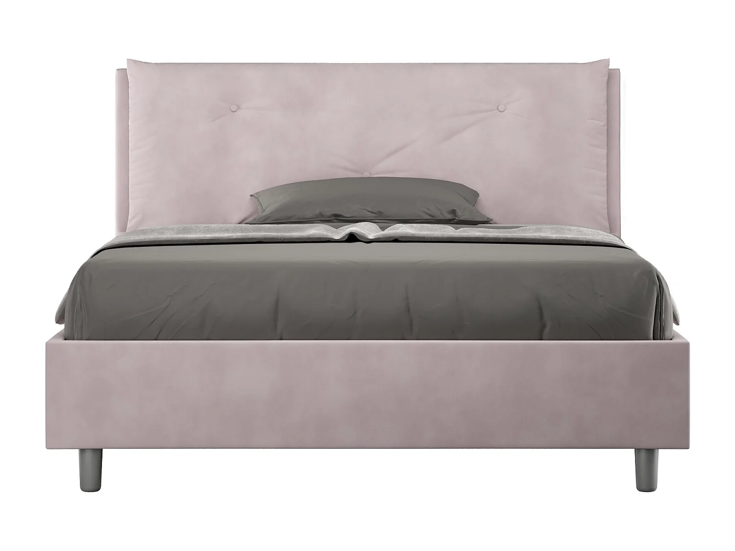 Letto matrimoniale francese con rete imbottito 140x190 microfibra glicine Appia Large