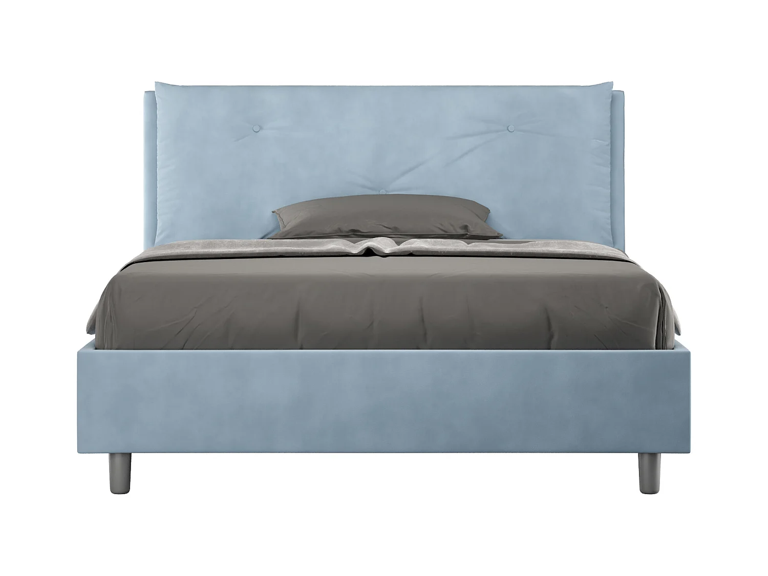 Letto matrimoniale francese con rete imbottito 140x200 microfibra azzurro Appia Large