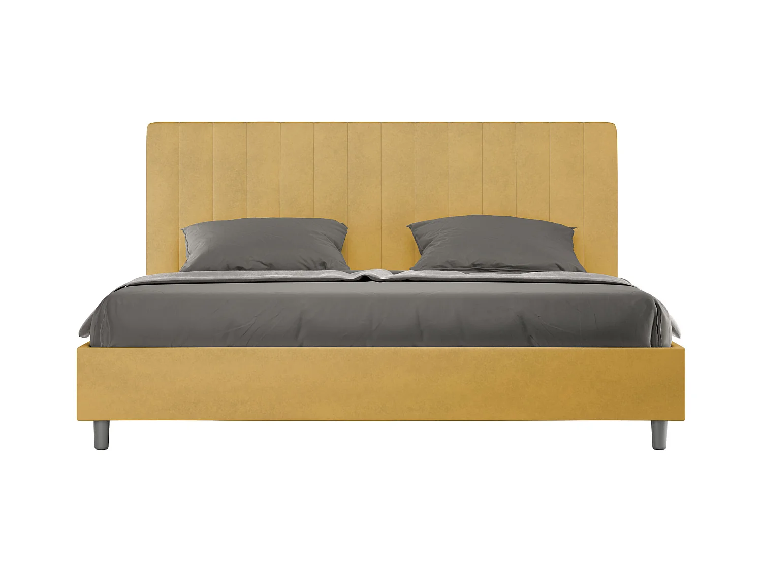 Lit king size sans sommier rembourré 200x200 microfibre ocre Agueda