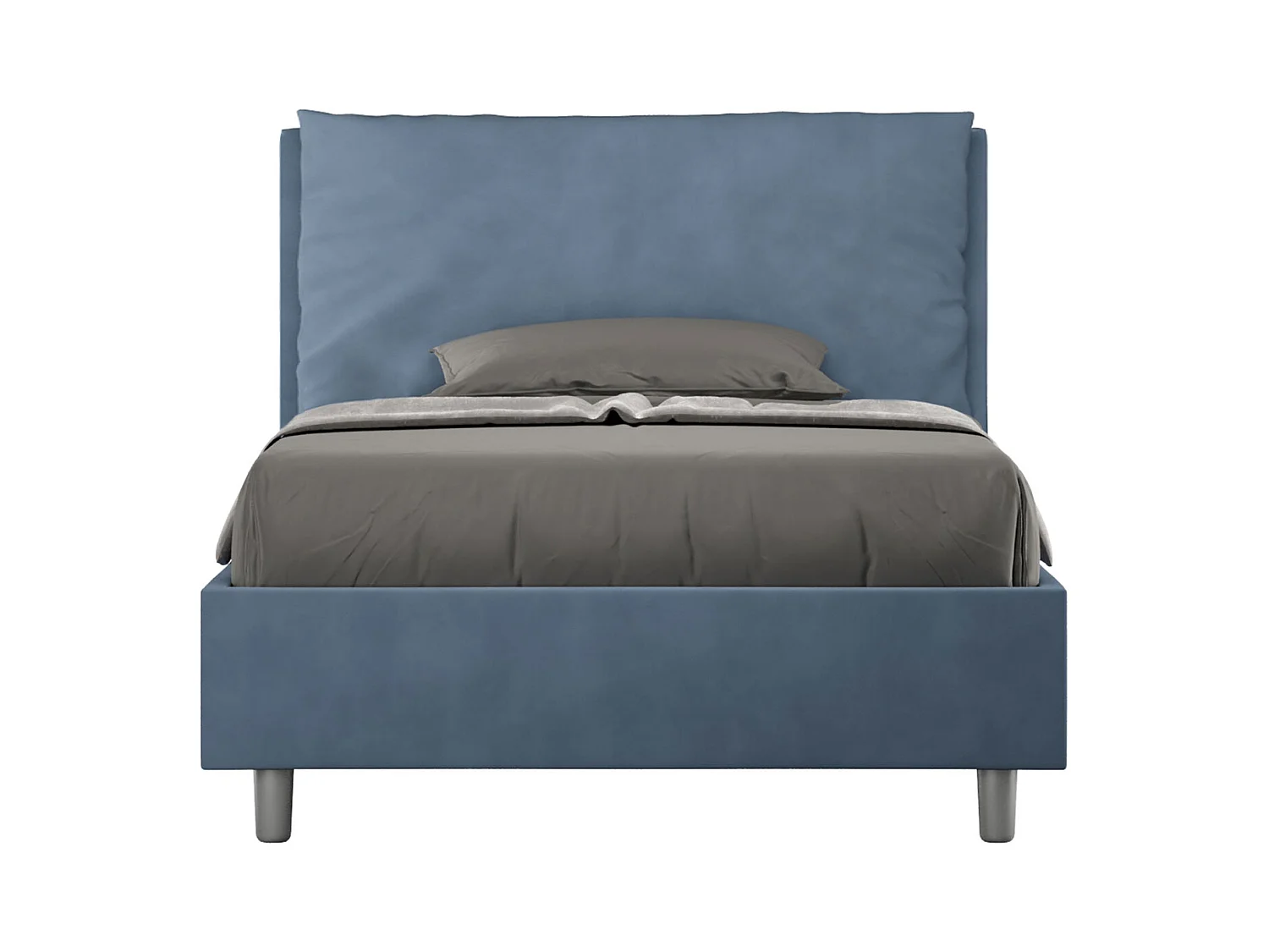 Letto una piazza e mezza con rete imbottito 120x210 microfibra blu Antea Large