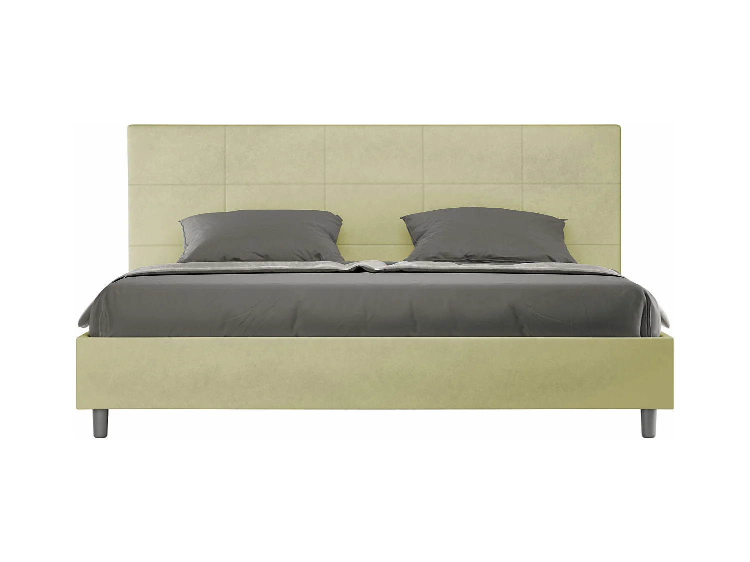 Lit king size avec sommier rembourré 200x200 microfibre vert Mika
