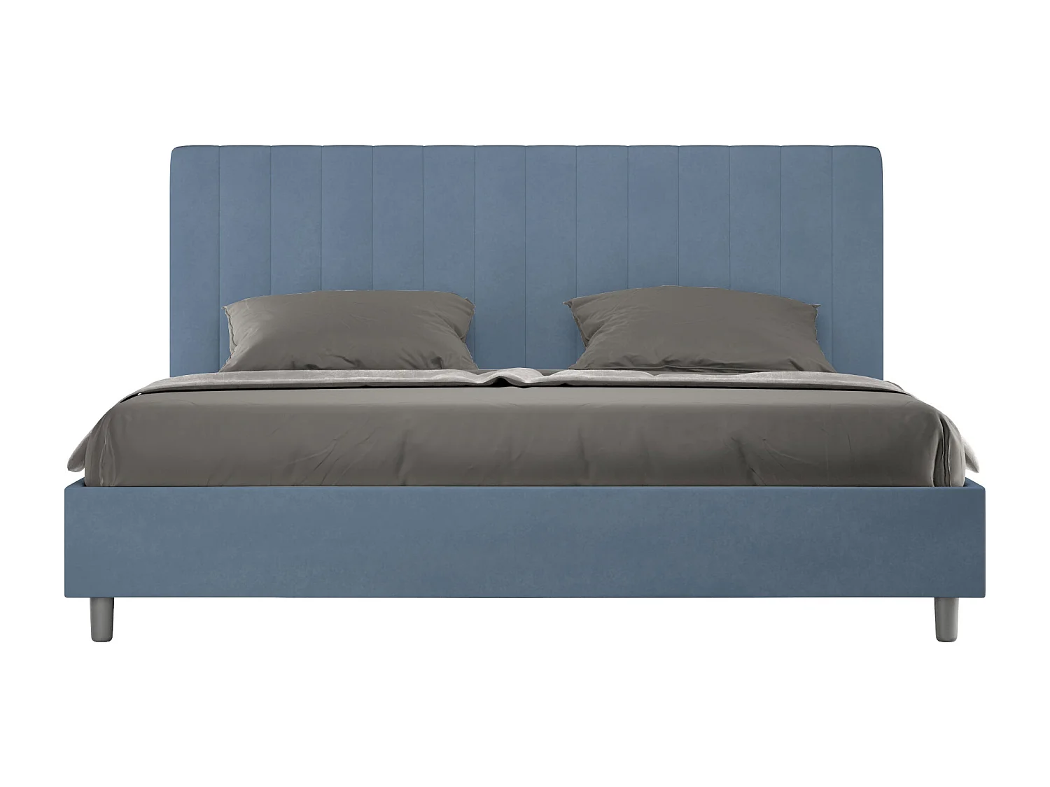 Gepolstertes Bett mit Lattenrost 200x200 mit Mikrofaserbezug Blau Agueda