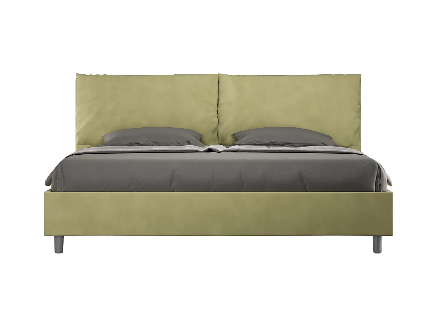 Lit king size avec sommier rembourré 200x200 microfibre vert Antea Large