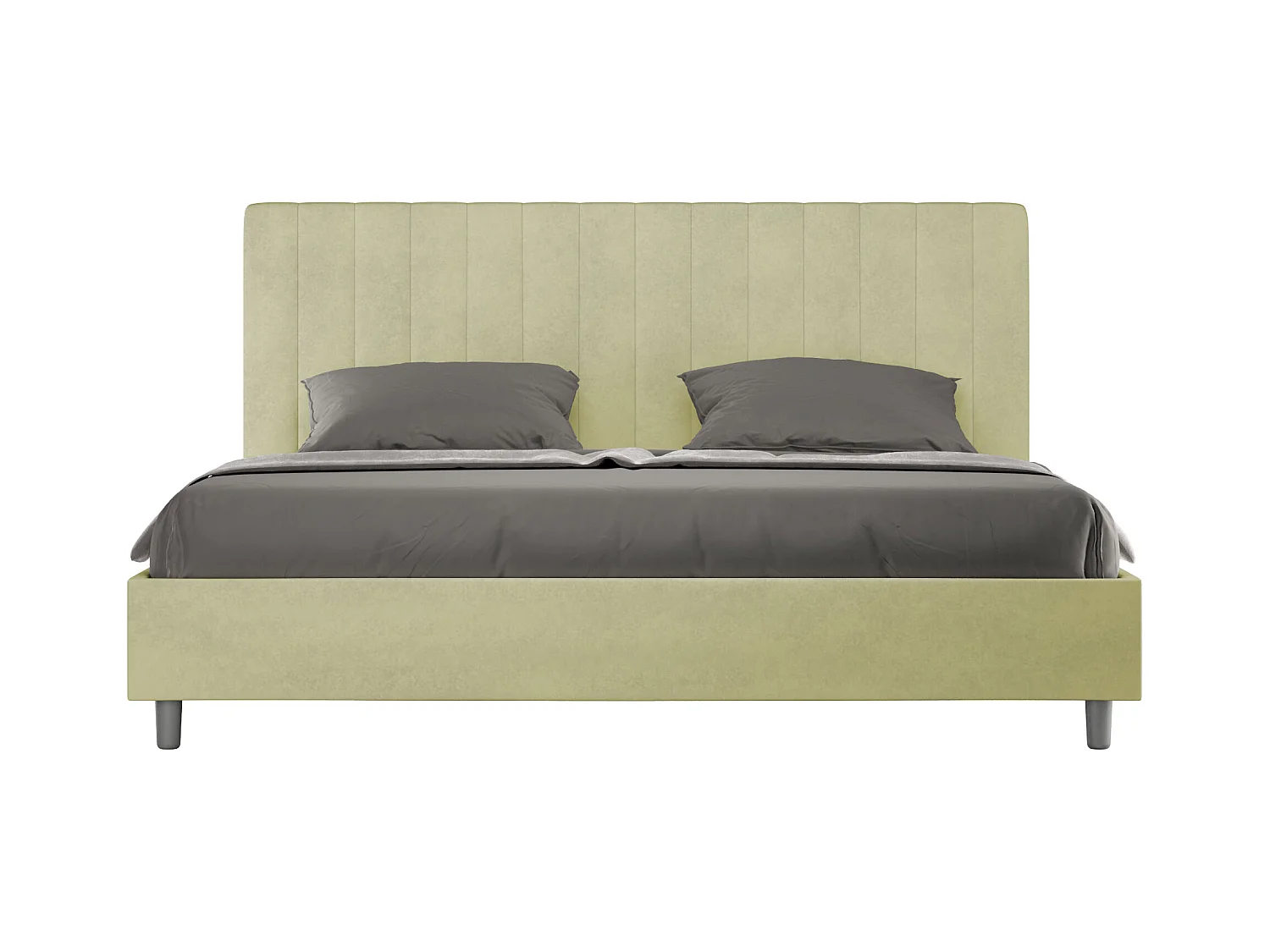 Lit king size avec sommier rembourré 180x210 microfibre vert Agueda