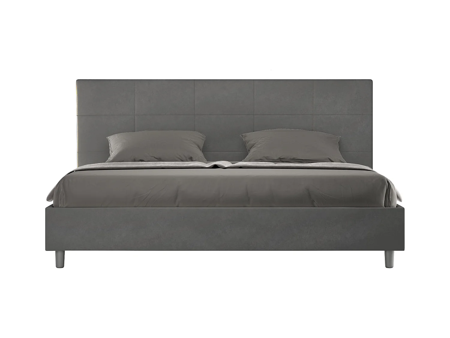 Lit king size sans sommier rembourré 180x190 microfibre gris Mika