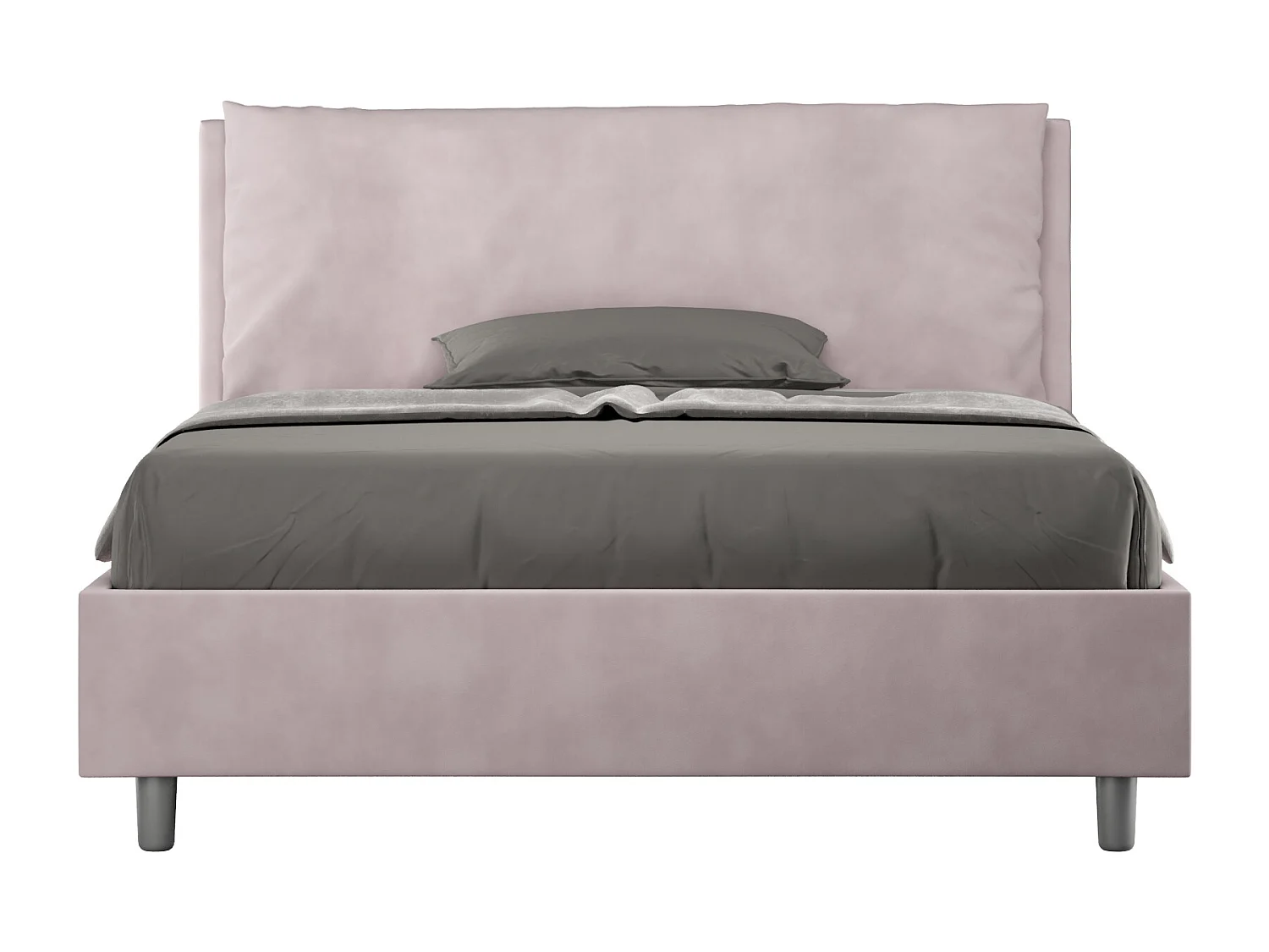 Lit double avec sommier rembourré 140x190 microfibre lilas Antea Large