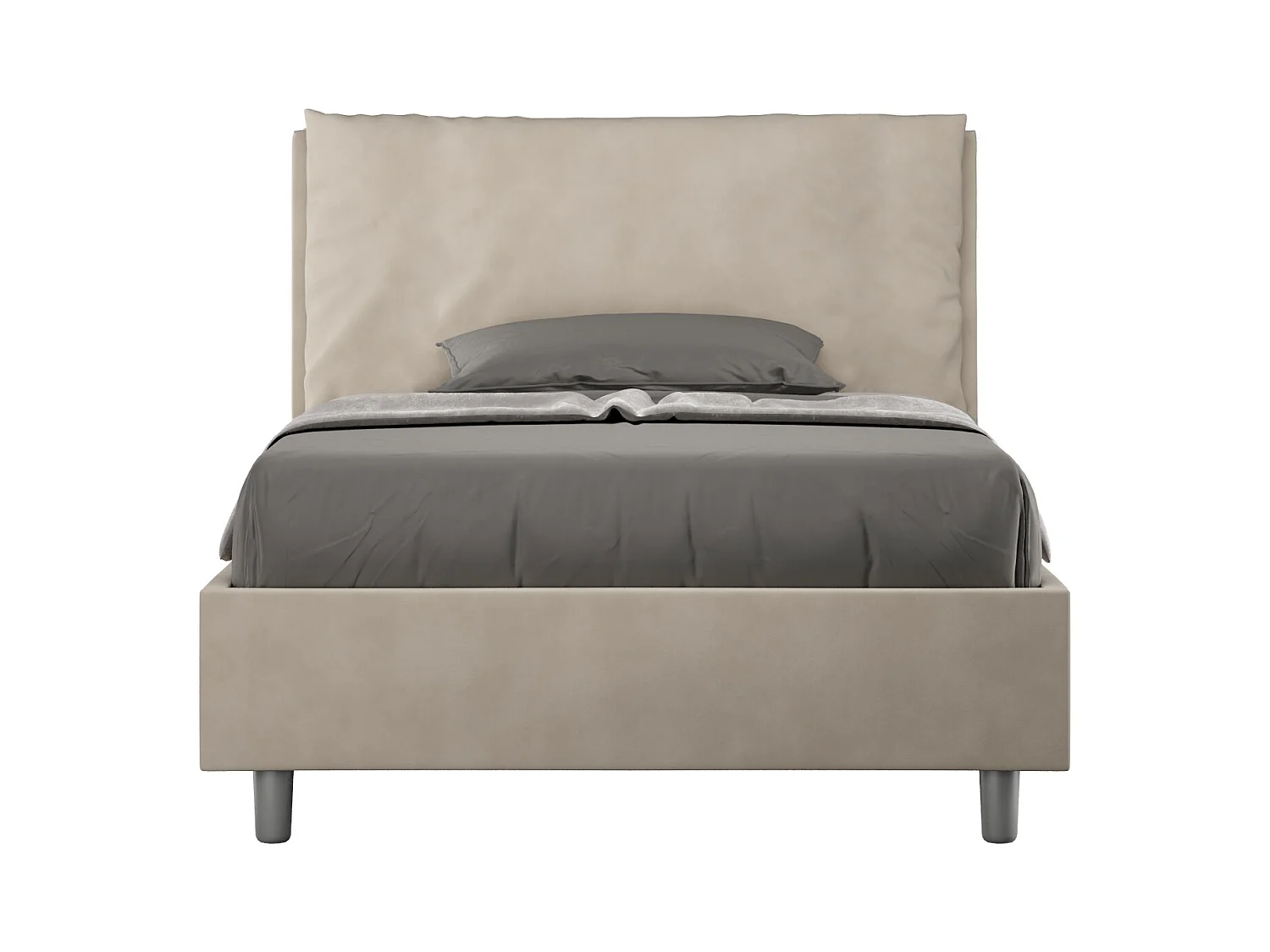 Lit 1 place et demi sans sommier rembourré 120x190 microfibre sable Antea Large
