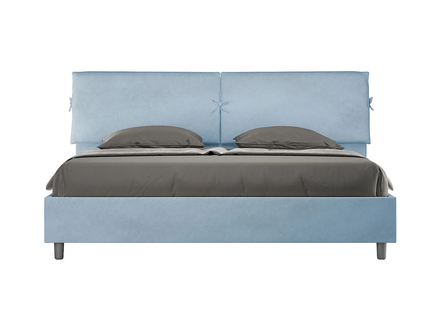Lit king size avec sommier rembourré 180x210 microfibre bleu clair Mados