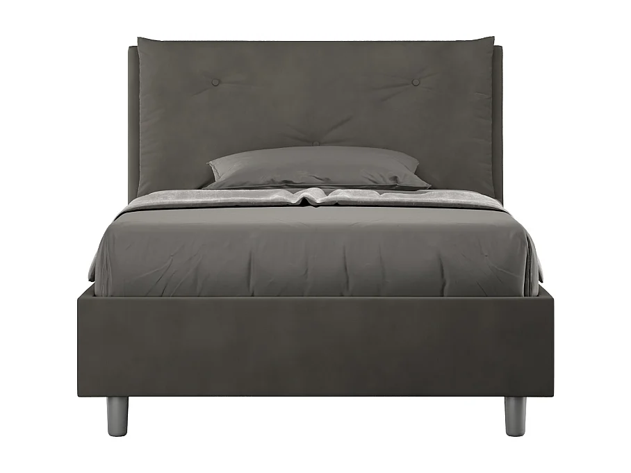 Lit 1 place et demi avec sommier rembourré 120x200 microfibre gris Appia Large