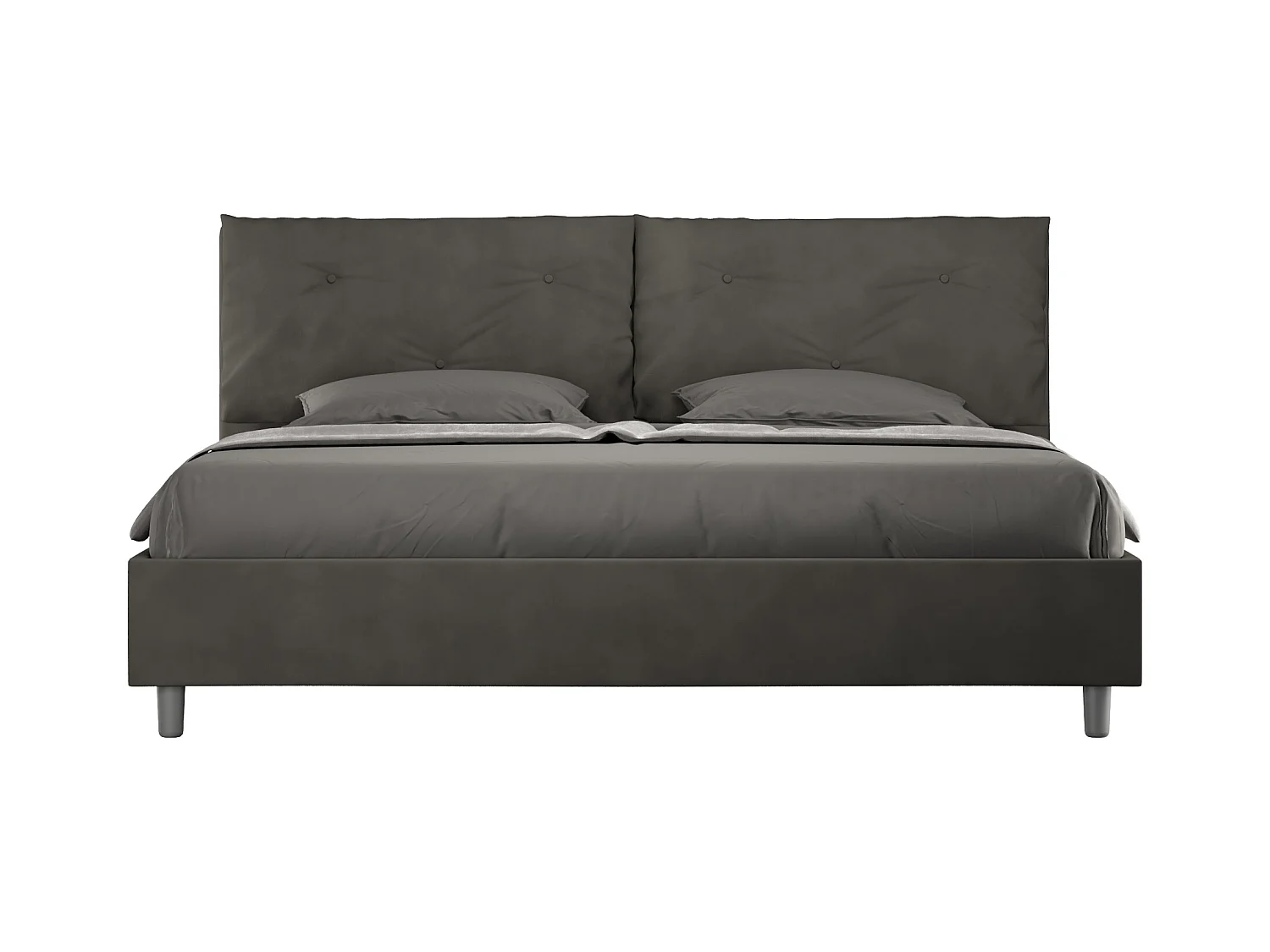 Lit king size avec sommier rembourré 200x200 microfibre gris Appia Large