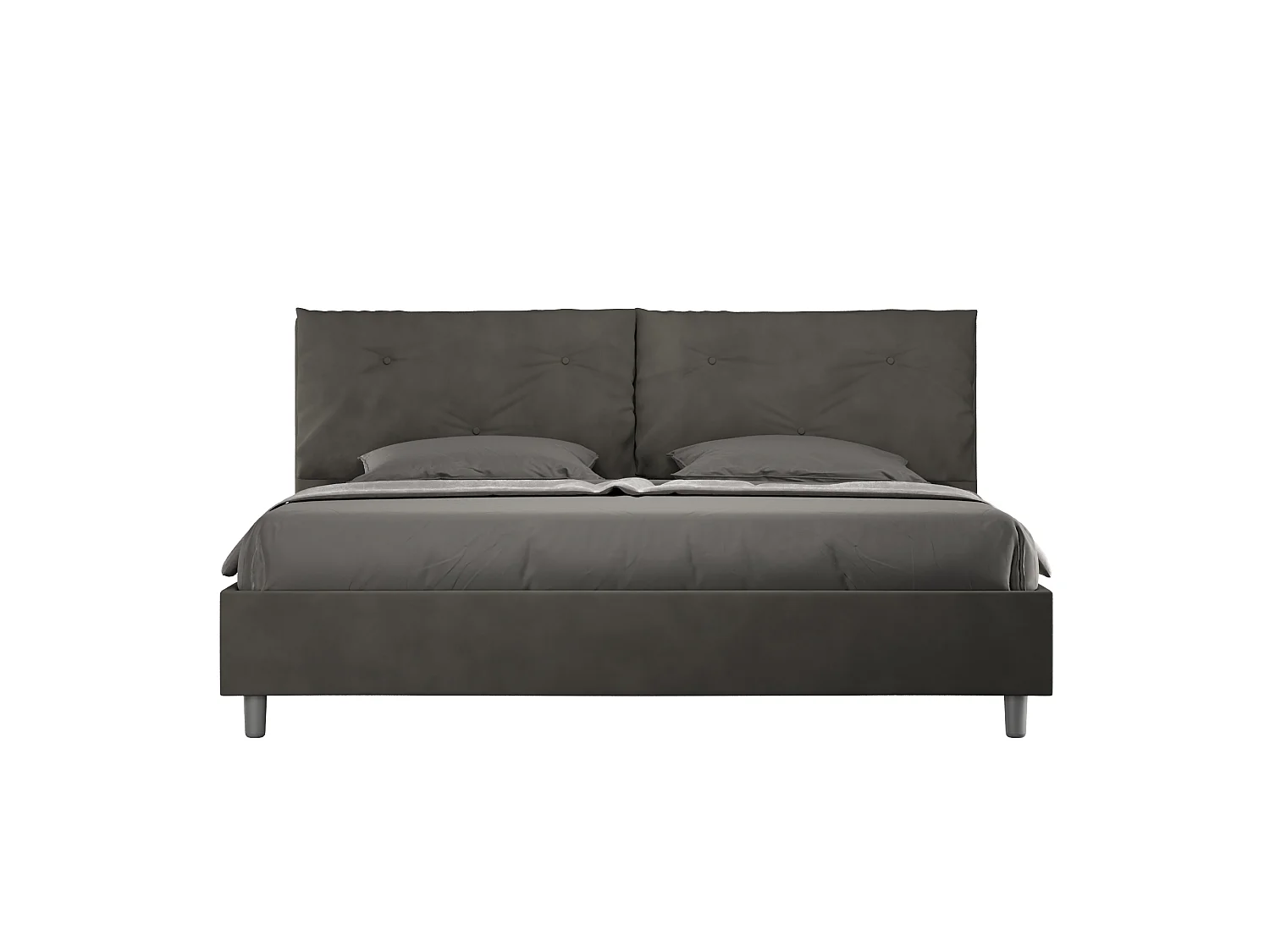 Lit king size avec sommier rembourré 200x200 microfibre gris Appia Large