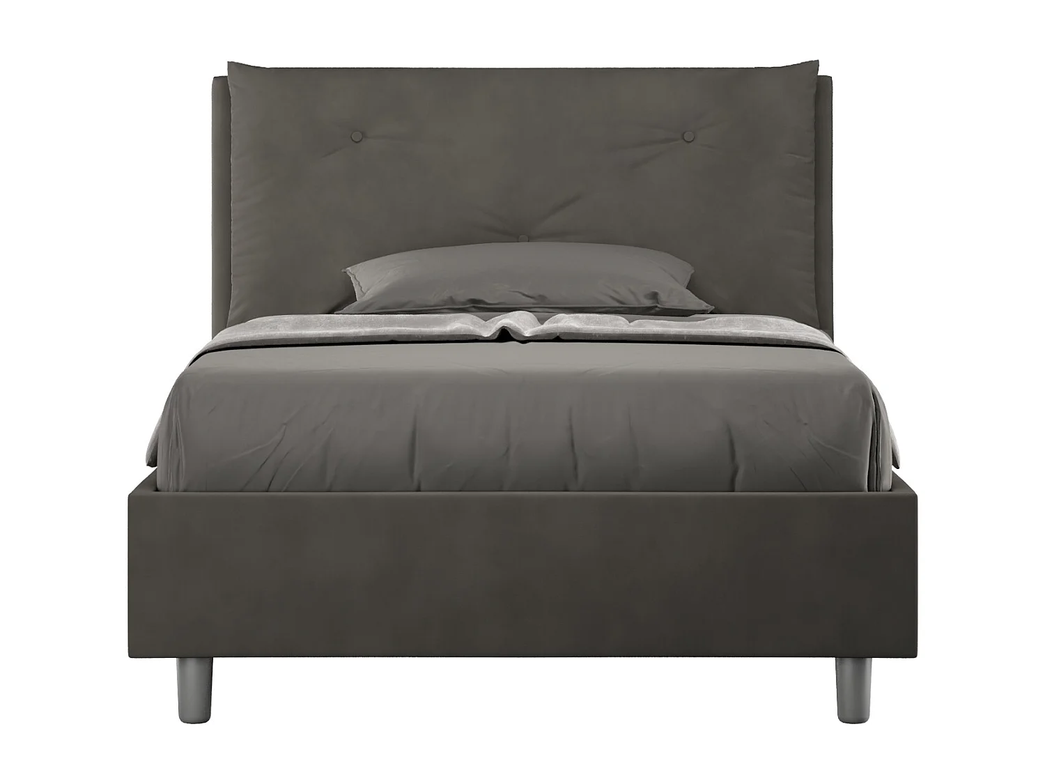 Letto una piazza e mezza senza rete imbottito 120x200 microfibra grigio Appia Large