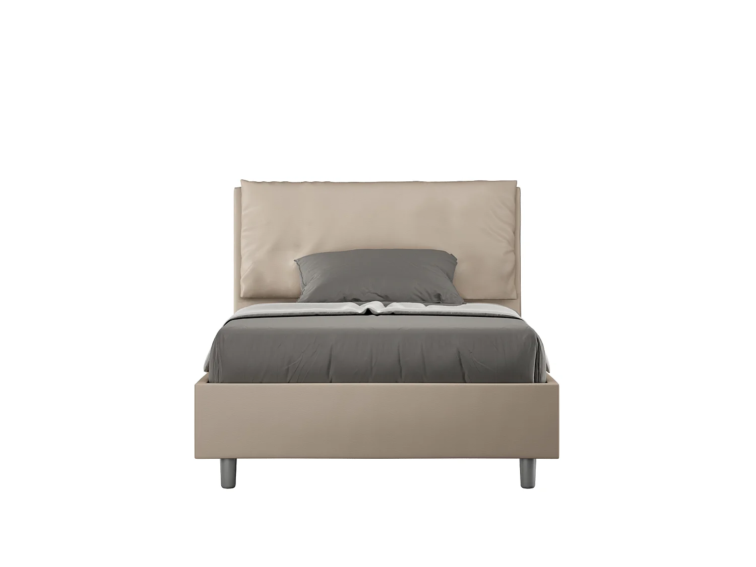 Cama de corpo e meio con estrado estofada 120x190 pele sintética tortora Antea Large