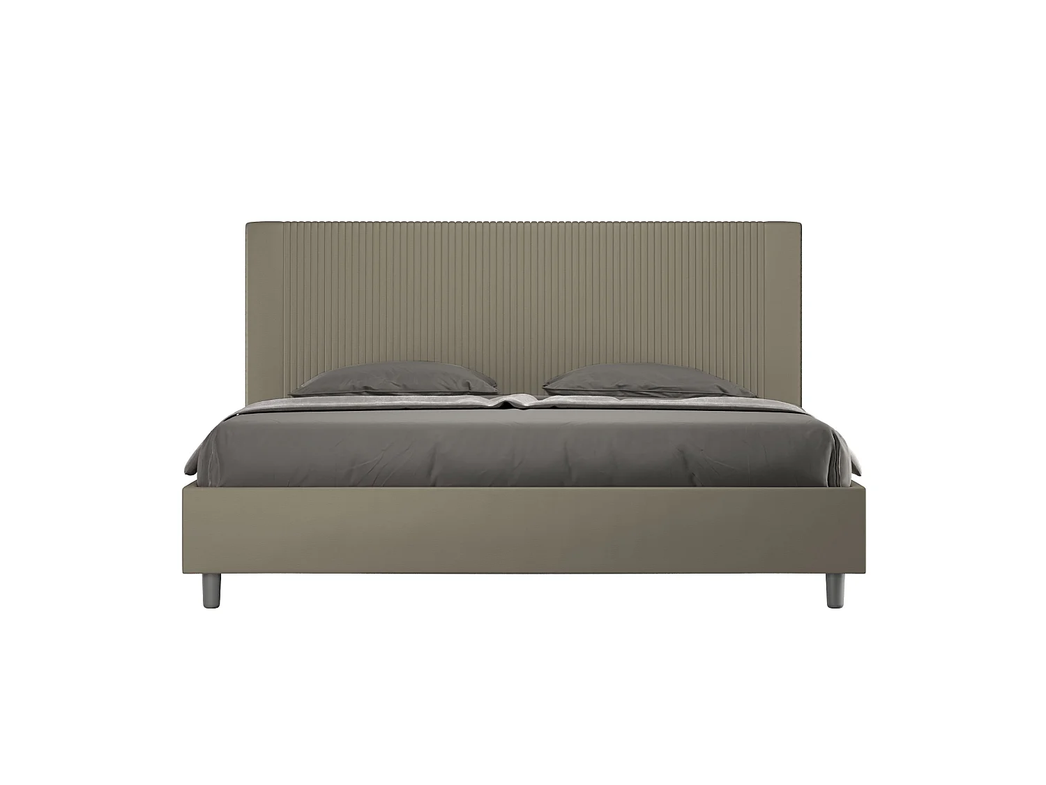 Gepolstertes Bett mit Lattenrost 200x200 mit Kunstlederbezug Cappuccino Goya